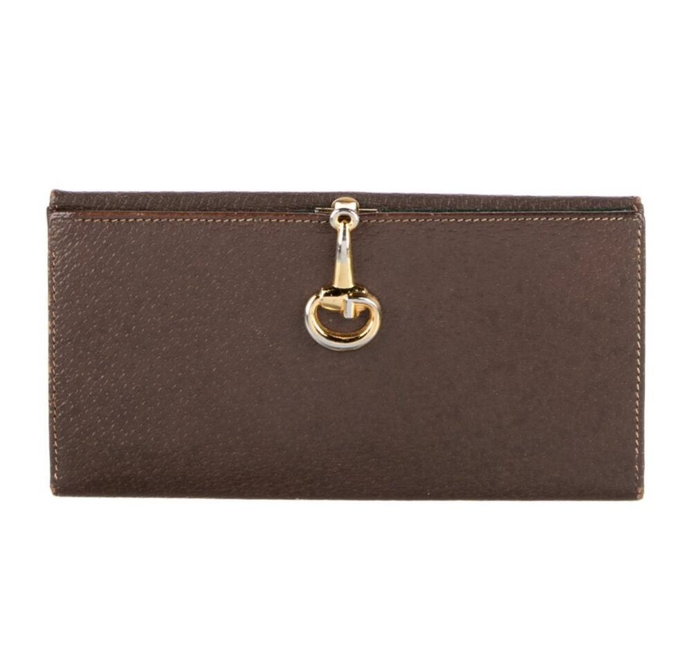 Gucci Vintage Brown Horsebit Accent Bifold Wallet